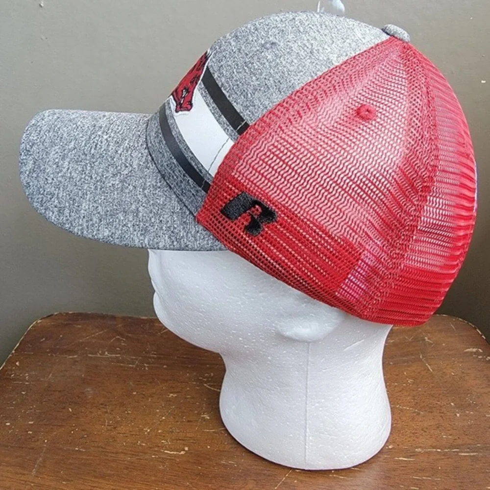 EUC Russell Athletic Arkansas Razorbacks‎ Logo Mesh Trucker Snapback Hat HOGS